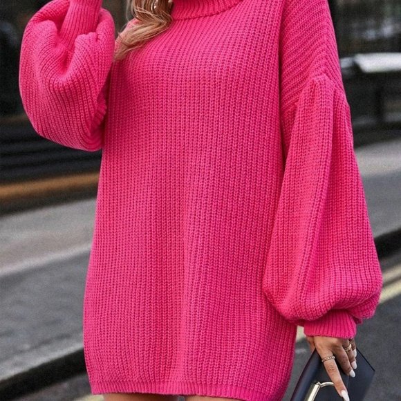 mini turtleneck sweater dress chic pink - Picture 6 of 6